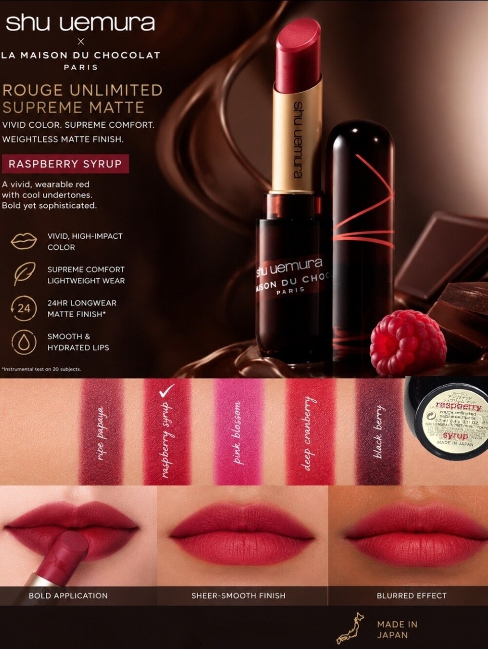 Shu Uemura x Maison du Chocolat Rouge Unlimited Supreme Matte - Rasberry Syrup
